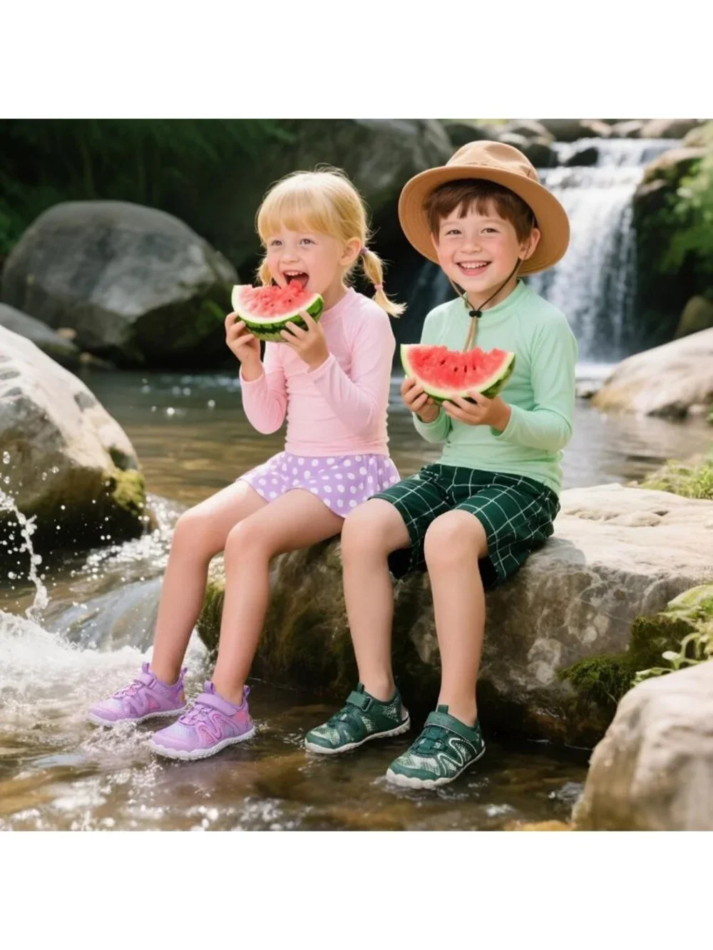 Kids Non-Slip Water Sandals - Lightweight Barefoot Beach & Hiking Shoes